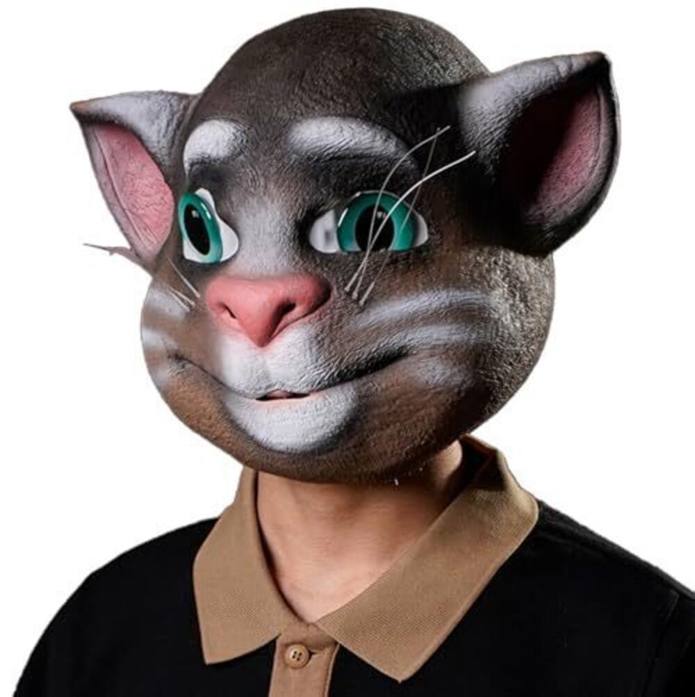 2405 2026 Exclusive Latex Cartoon Cat Head Mask Adult Halloween Party